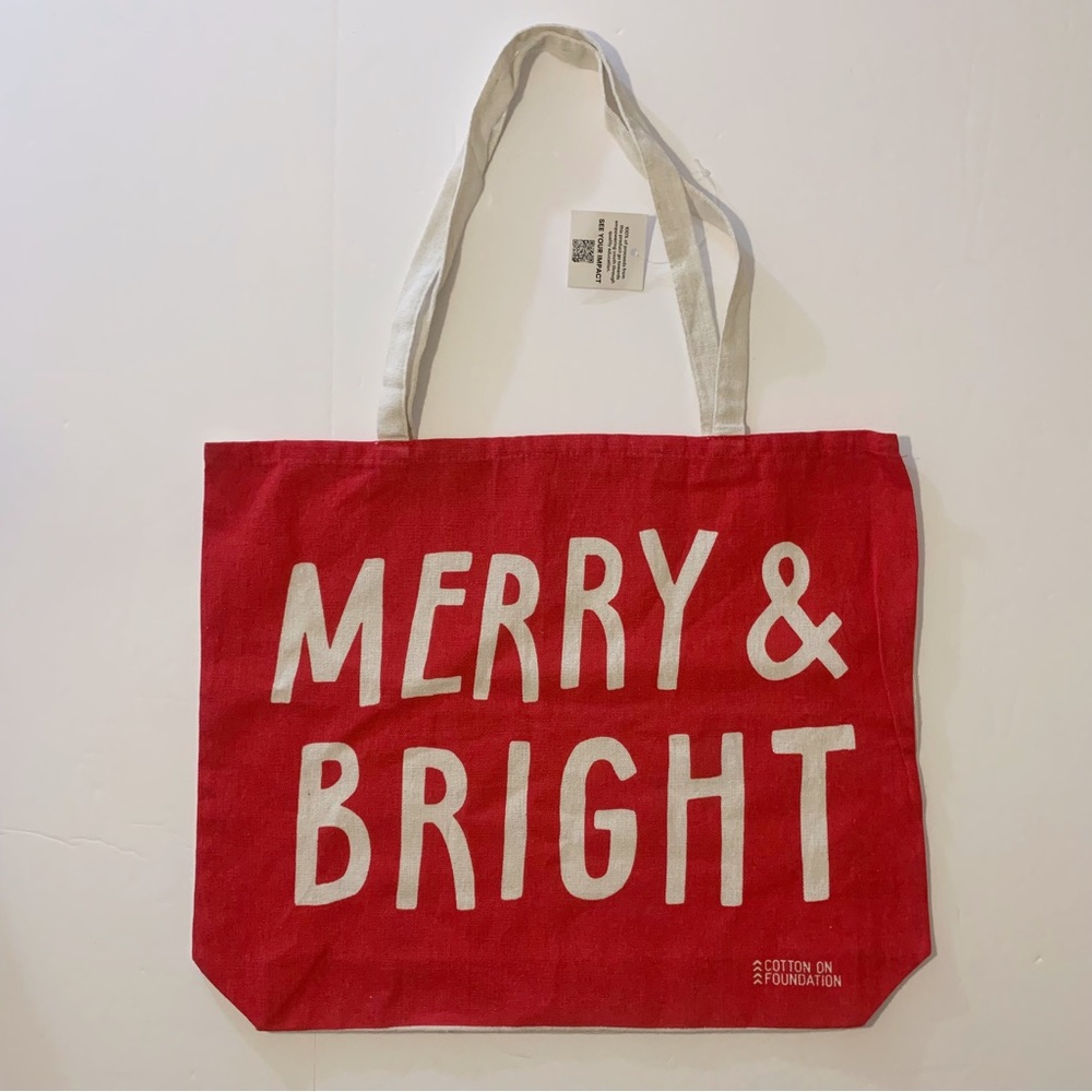 Merry & Bright Cotton On Tote Bag